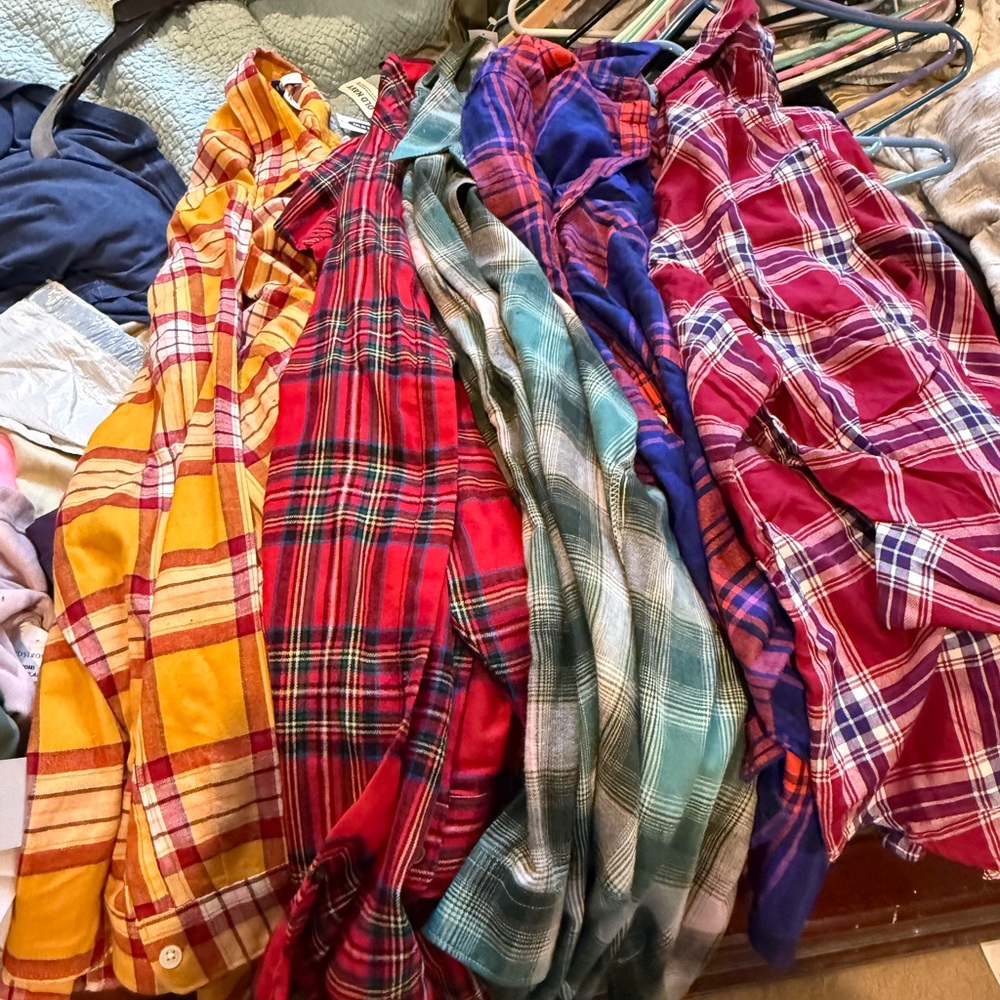 Old Navy 5 Flannel Shirts 3X NEW